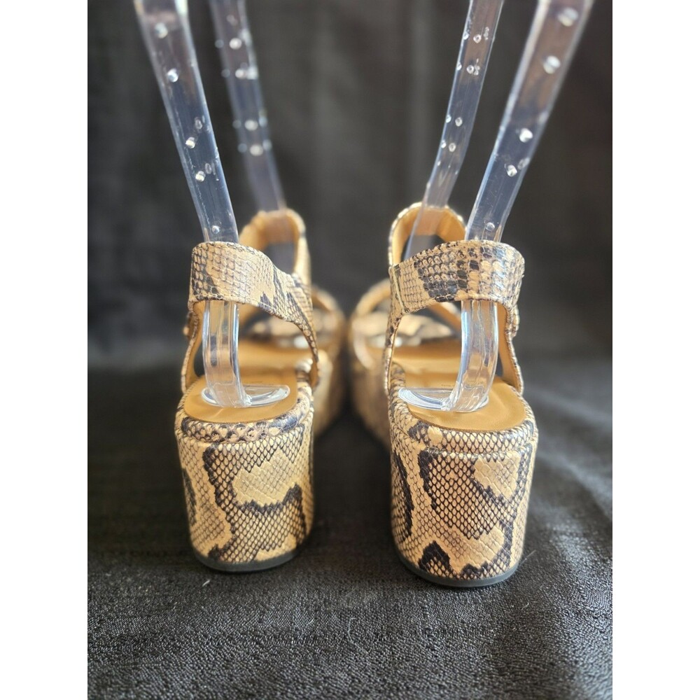 Aquatalia Size 8 Snake Print Leather Platform Sandals Neutral Diani NWOB - Picture 6 of 11